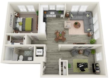 1 Bedroom 1 Bathroom D Floor plan with 819 square feet at Citron Apartment Homes, Riverside