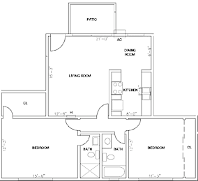 Fairmount floor plan 2Bx2B