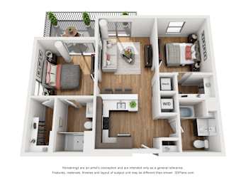  Floor Plan Two Bedroom Two Bathroom B1b