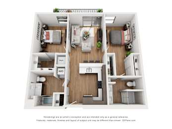  Floor Plan Two Bedroom Two Bathroom B2A