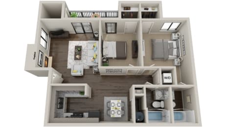 Two Bedroom Two Bath Apartment Floor Plan