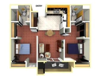 Two Bedroom floor plan at Valley View Senior Villas Apartment Homes
