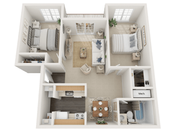  Floor Plan 2 Bedroom/1 Bath