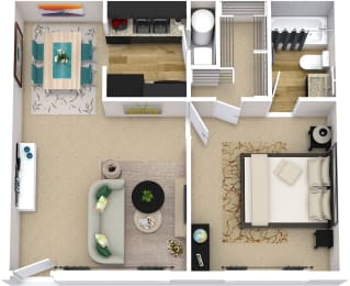 Ashbrooke Apartments 572 sq foot floor plan