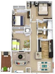 Ashbrooke Apartments 980 sq ft floor plans