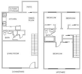 A floor plan of a two-story house with labeled rooms.