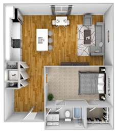 1 bed 1 bath E at The Quarter Lofts Apartments, Jackson, MS