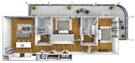 2 bed 2 bath A at The Quarter Lofts Apartments, Jackson, 39216