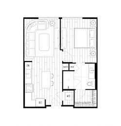 A black and white image of a house floor plan.
