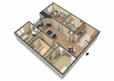 Marbella Den Floor Plan A at Le Blanc Apartment Homes, California, 91304