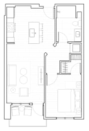1 Bed 1 Bath Floor Plan at The Q Variel, Woodland Hills, California