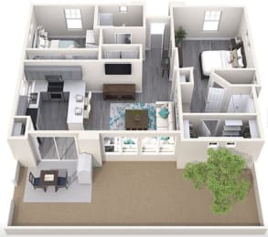 2 Bedroom Floor Plan at Villas at Chandler Heights, Arizona, 85249