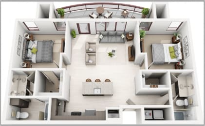 2 bed 2 bath B2 Floor plan at Elevation on Central Apartments, Arizona