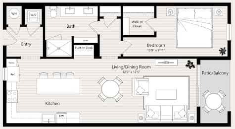 A12 Floor Plan at Huxley Scottsdale, Arizona, 85260
