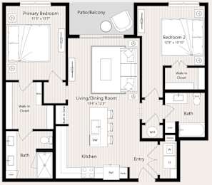 B7 Floor Plan at Huxley Scottsdale, Scottsdale, AZ