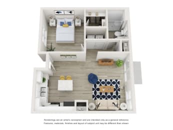 1 Bed 1 Bath Floor Plan at Village of Chandler Apartments, Chandler