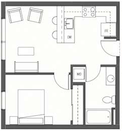 Floor Plan  One Bedroom - A6, A7, A8