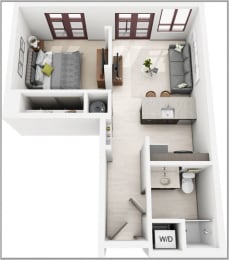 Studio 1 bath S2 Floor plan at Elevation on Central Apartments, Phoenix
