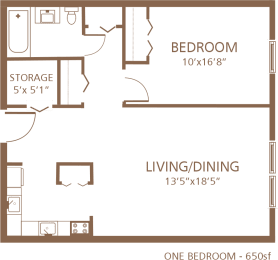 Cocheco Park 1-bedroom floor plan