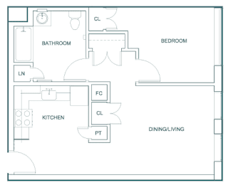 the schematic drawing of the floor plan of a house