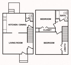  Floor Plan 2 Bedroom Town Home