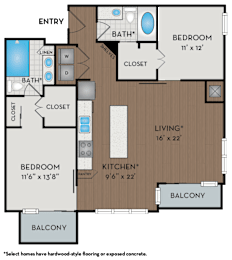 A floor plan of a home with a balcony and a bathroom.