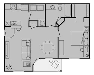 A black and white image of a floor plan of a house.