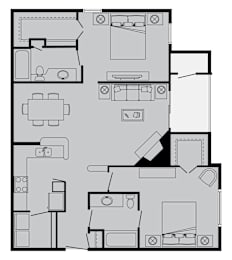 A black and white image of a floor plan for a house.