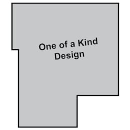 A grey rectangle with the words "One of a Kind Design" written in the center.