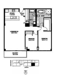 the floor plan of the second level of a house with a garage