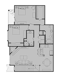 A black and white image of a floor plan for a house.