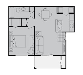 A black and white image of a floor plan of a house.