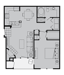 A black and white image of a floor plan of a house.