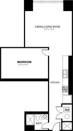  Floor Plan Large 1 BR 208 Style