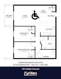 105 Ashley Floor Plan (Barrier Free) - 2 Bed | 1 Bath (Suite B)