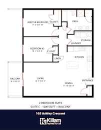 105 Ashley Floor Plan - 2 Bed | 1 Bath (Suite C)