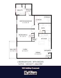 105 Ashley Floor Plan - 2 Bed | 2 Bath (Suite E)