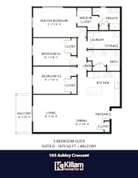 105 Ashley Floor Plan - 3 Bed | 2 Bath (Suite D)