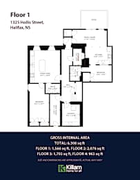 A floor plan for a home with four floors and approximate size and dimensions for each floor.