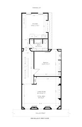 A drawing of a floor plan for a 1368 Hollis Street address.