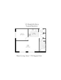 A floor plan of a typical bachelor apartment with a living room, bedroom, and bathroom.