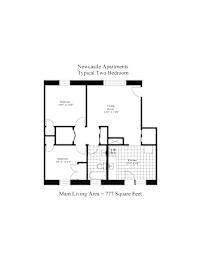 A floor plan of a two bedroom apartment in Newcastle.