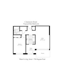 A floor plan of a one bedroom apartment at 6 Jamieson Street.