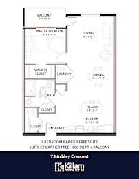 75 Ashley Floor Plan (Barrier Free) - 1 Bed | 1 Bath (Suite C)