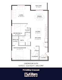 75 Ashley Floor Plan - 2 Bed | 1 Bath (Suite A)