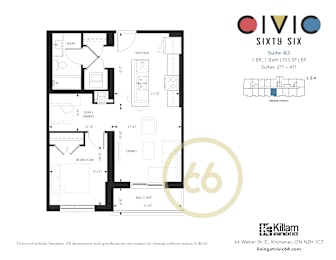 A floor plan for an apartment at Oivio Sixty Six.