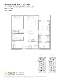 A floor plan for a 2 bedroom, 2 bath apartment at Crown Isle Boulevard.