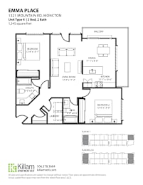  Floor Plan Corner Two Bedroom + Two Bath