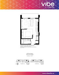 A Vibe Lofts floor plan for a one bedroom apartment.