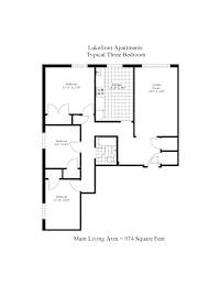 Lakefront Apartments Typical Three Bedroom